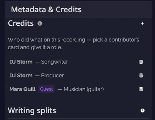 The guest artist credited as Musician (guitar), tagged Guest