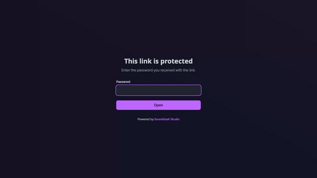 The recipient's page: This link is protected, with its password field